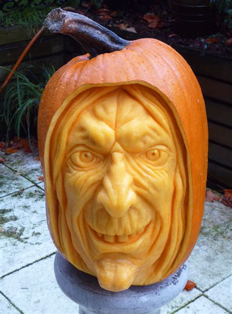Spooky and intricate witch face pumpkin carving ideas for advanced carvers